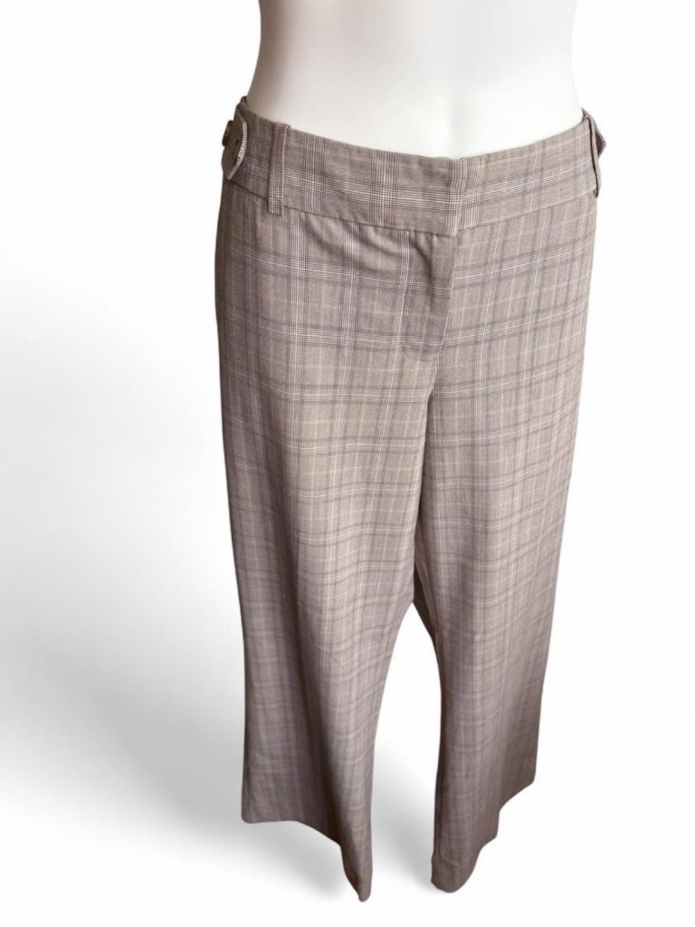 The Limited Taupe Plaid Crop Wide-Leg Pants